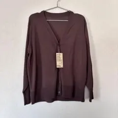 新品　無印良品　UVカット Vネックカーディガン ブラウン L