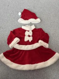 サンタコスチューム 赤 フリース 帽子付き