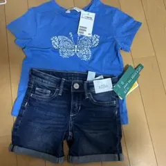Tシャツ　デニムショートパンツ　セット