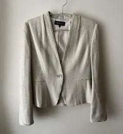 INDIVI ノーカラージャケット サンドベージュ サイズ36