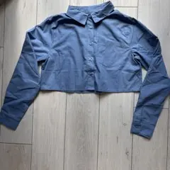 クロップドシャツ！ショート丈ブラウス！フリーサイズ
