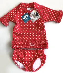 未使用 ラッフルバッツ ラッシュガード 水着 レッド ドット