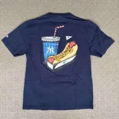 NEWERA ヤンキース　Tシャツ　ネイビーＭ　ホットドッグプリントロゴ