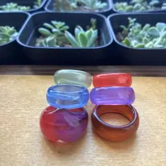 【昭和レトロ】樹脂製リング 6点セット デッドストック