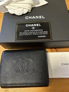 CHANEL シャネル 三つ折り財布 スモールフラップウォレット ブラック