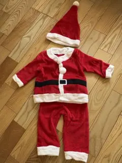 【美品】サンタコスチューム 赤 フリース 帽子付き