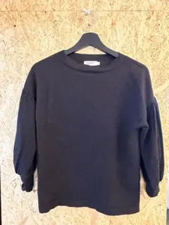 バルーンスリーブ ブラック 五分袖 トップス