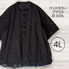 美品 Live in comfort 4L バンドカラー カットワークブラウスのサムネイル