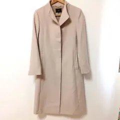 美品✨ユナイテッドアローズ　カシミヤ混　ノーカラーロングコート　グレージュ　34 カシミヤ リバー ノーカラーコート