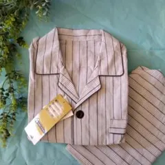 紳士パジャマ　男性用パジャマ　ストライプ柄綿100%パジャマ Lサイズ