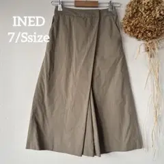 【イネド】 7♪ ラップ風ワイドパンツ ガウチョ 無地 カジュアル グリーン