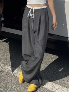 SHEIN Dazy リボンストライプリラックスパンツ Mサイズ