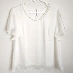 デビュードフィオレビジュー半袖ブラウスアイボリー３８M美品