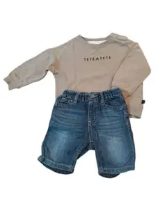 TETEATETE トレーナー エフオーキッズ デニムハーフパンツ テータテート