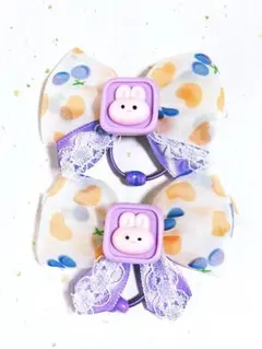 183 キッズヘアゴム ハンドメイド　リボン2個セット　うさぎ