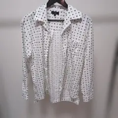 【新品】zip five ホワイト ドット柄ドレープ長袖シャツ Sサイズ　短丈のサムネイル