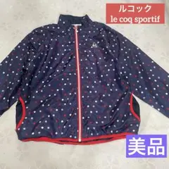 美品 ルコック 水玉 ドット ジップ ジャケット 羽織り ブルゾン