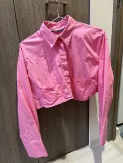 ZARA ピンク クロップドシャツ Sサイズ