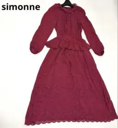 simonne ladies'formalフリル付きペプラムワンピース9号