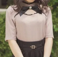 ROJITA ロジータ スタンドカラー胸あきテレコ TOPS 半袖 ニットのサムネイル