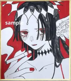 【ミニ色紙】手描き アナログ イラスト オリジナル 女の子 天使 タバコ