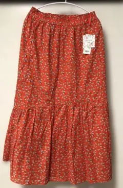 ユニクロ　PAUL & JOE 赤花柄ティアードロングスカート L未使用品