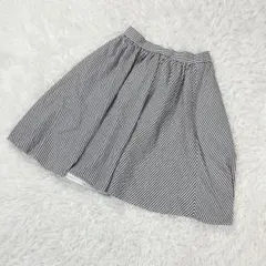 ミニスカート ストライプ フレア ブラック M ウエストゴム 3059