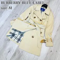 バーバリーブルーレーベル　トレンチコート　ノバチェック　レザー　ベージュ　M