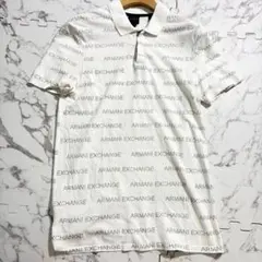細身体型M〜L相当✨ アルマーニエクスチェンジ ポロシャツ 総柄　白のサムネイル