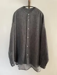 vintage cotton linen stand collar shirt