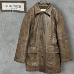 90s GEORGES RECH HOMME 羊革 レザー カーコート L相当