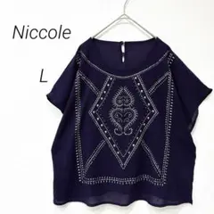 ニコル ブラウス M ビーズ装飾 シフォン ポリエステル お出かけ　春夏0626