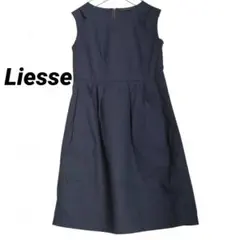 Liesse リエス ノースリーブ ネイビー ひざ丈ワンピースのサムネイル