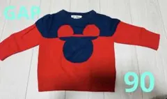 【GAP】Disney ミッキーマウス ニットセーター 赤・紺　90 18M