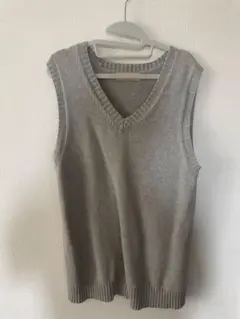 CAMPURE グレー Vネック ニットベスト XL