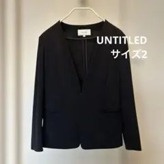 【untitled】ネイビー・ノーカラージャケット【サイズ2＊春夏】