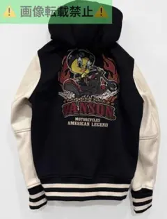 ＊VANSON×ルーニーテューンズ 刺繍 ボンディングスタジャン フード L