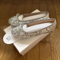 シルバー スパンコール フラットシューズ 23.5cm