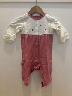 familiar ロンパース 70cm 赤チェック