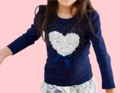 Bee des Bee お花ハート長袖Tシャツ 110㎝ ネイビー　新品未開封