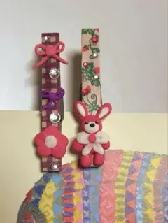 ハンドメイド　クリップ　樹脂粘土　2個セット