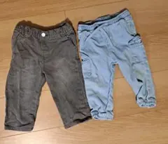 グレー ジンスパンツとライトブルー ストレートパンツ obaibi とkiabiのサムネイル
