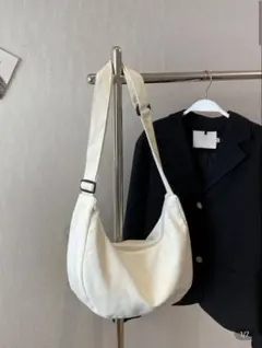 デニム素材 ホワイト ショルダーバッグ