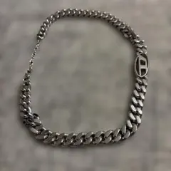 DIESEL ロゴ プレート チェーン ネックレス シルバーDX1433040