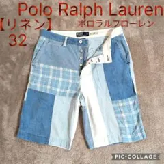 ラルフローレン ヒッコリー ペイント加工 ショートパンツ シンチバック