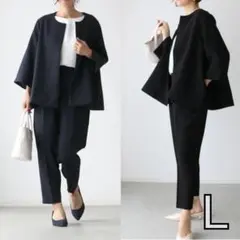 L ブラック　卒業　卒園　入学　入園　美シルエット スーツ上下セットフォーマル