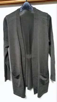 カーキ ロングカーディガン