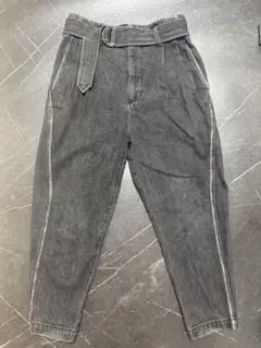 【美品】24AW comoli ベルテッドデニム ブラック サイズ3 COMOLI (コモリ) ブラックデニム ベルテッドパンツ [BLACK]