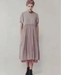 nestrobe ネストローブ　パフスリーブワンピース　半袖　リネン