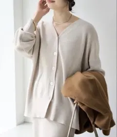 【新品】 RIVE DROITE ラメモール2WAYカーデ リヴドロワ エクリュ